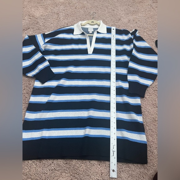 NWT new by Anthropologie color block sweater dress blue white stripes medium - Picture 5 of 16